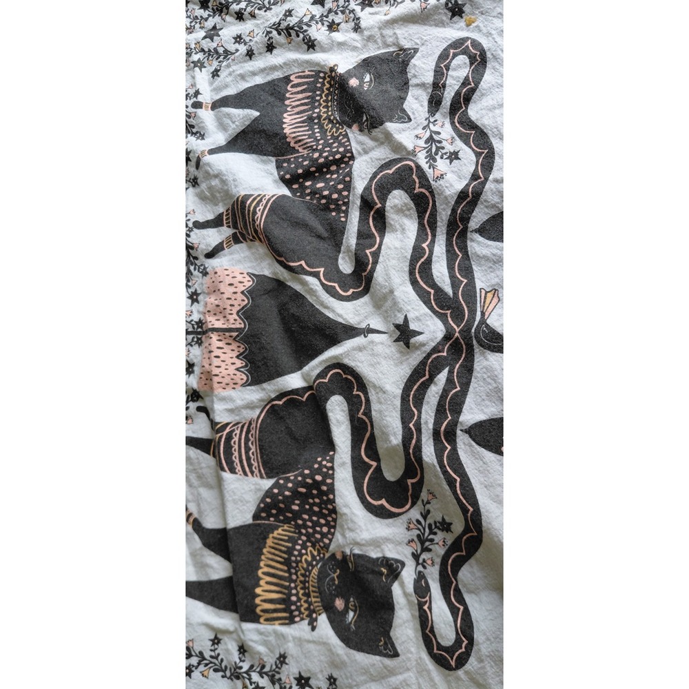 printed illustration bandana whimsical occult Gothic textil Decorative tea towel - Picture 4 of 11